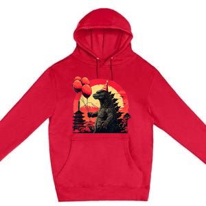 Kaiju Birthday Party Japan Monster Movie Bday Decorations Premium Pullover Hoodie