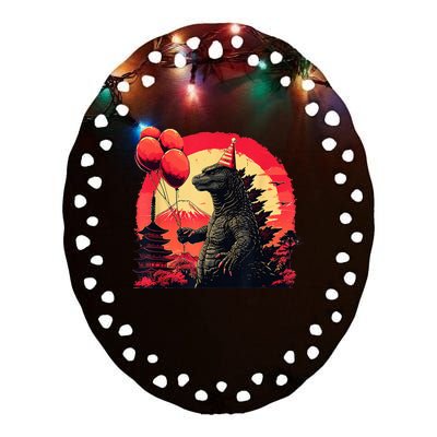 Kaiju Birthday Party Japan Monster Movie Bday Decorations Ceramic Oval Ornament