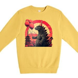 Kaiju Birthday Party Japan Monster Dinosaur Premium Crewneck Sweatshirt