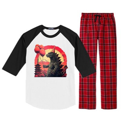 Kaiju Birthday Party Japan Monster Dinosaur Raglan Sleeve Pajama Set