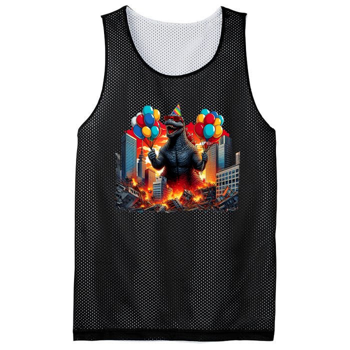 Kaiju Birthday Party Japanese Art Lovers Monster Movie Gifts Mesh Reversible Basketball Jersey Tank