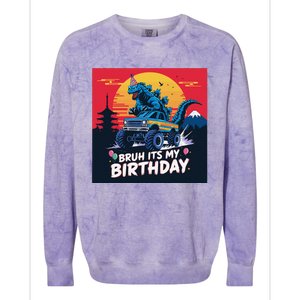 Kaiju Birthday Party Japan Monster Bday Dinosuar Decorations Colorblast Crewneck Sweatshirt