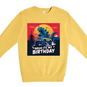 Kaiju Birthday Party Japan Monster Bday Dinosuar Decorations Premium Crewneck Sweatshirt