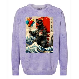 Kaiju Birthday Party Japanese Art Lovers Monster Movie Gifts Colorblast Crewneck Sweatshirt