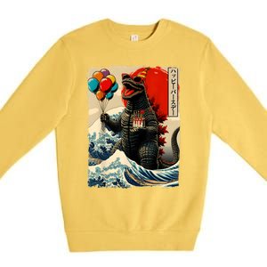 Kaiju Birthday Party Japanese Art Lovers Monster Movie Gifts Premium Crewneck Sweatshirt