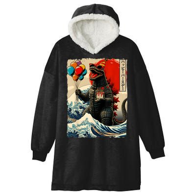Kaiju Birthday Party Japanese Art Lovers Monster Movie Gifts Hooded Wearable Blanket