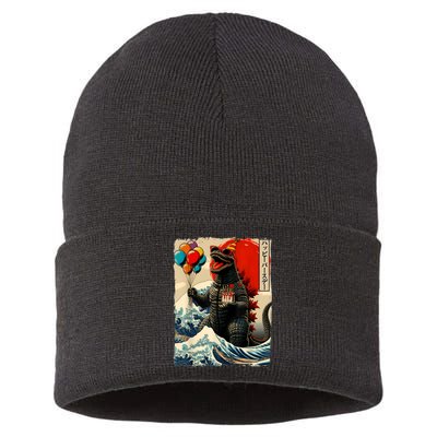 Kaiju Birthday Party Japanese Art Lovers Monster Movie Gifts Sustainable Knit Beanie