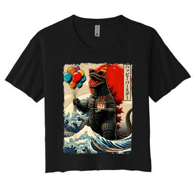 Kaiju Birthday Party Japanese Art Lovers Monster Movie Gifts Crop Top