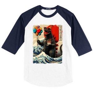 Kaiju Birthday Party Japanese Art Lovers Monster Movie Gifts Baseball Sleeve Shirt