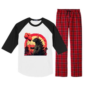 Kaiju Birthday Party Japan Monster Movie Bday Raglan Sleeve Pajama Set