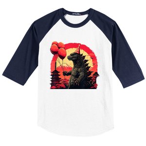 Kaiju Birthday Party Japan Monster Movie Bday Baseball Sleeve Shirt