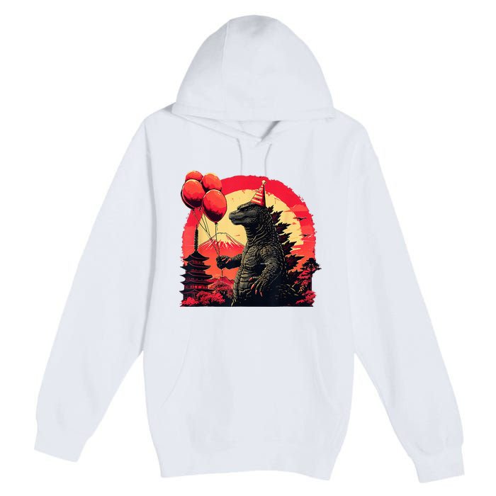 Kaiju Birthday Party Japan Monster Movie Bday Premium Pullover Hoodie