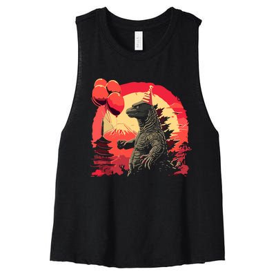 Kaiju Birthday Party Japan Monster Movie Bday Decorations Women's Racerback Cropped Tank