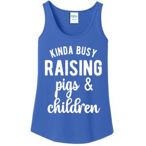 Kinda Busy Raising Pigs And Children Pig Mom Pig Farmer Gift Ladies Essential Tank