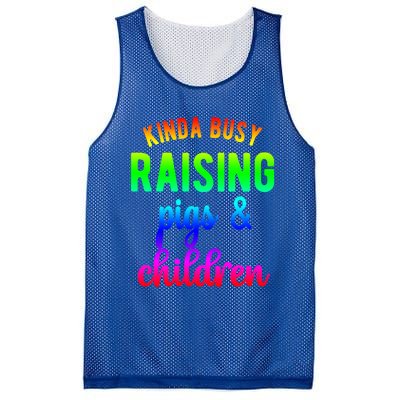 Kinda Busy Raising Pigs And Children Pig Mom Pig Farmer Gift Mesh Reversible Basketball Jersey Tank