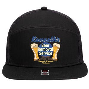 Kenneth's Beer Removal Service Funny Party Ing Cute Gift 7 Panel Mesh Trucker Snapback Hat