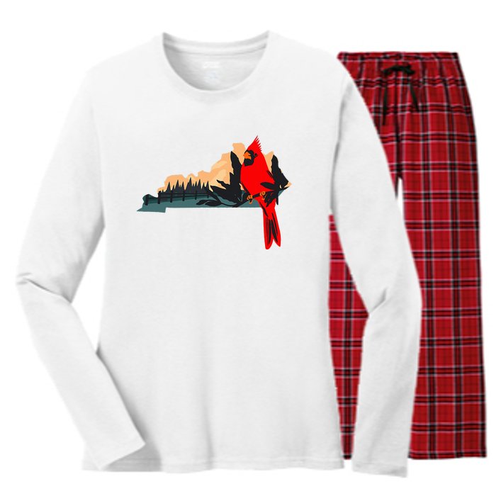 Kentucky Bluegrass State Cardinal Bird Horse Farm Pride Women's Long Sleeve Flannel Pajama Set 