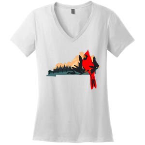 Kentucky Bluegrass State Cardinal Bird Horse Farm Pride Women's V-Neck T-Shirt