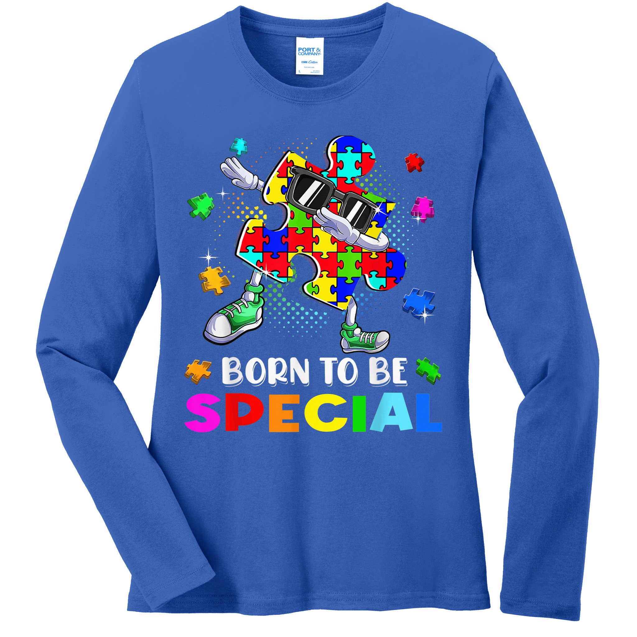 kid Born Special Dabbing Puzzle boy Autism Awareness Ladies Long Sleeve Shirt