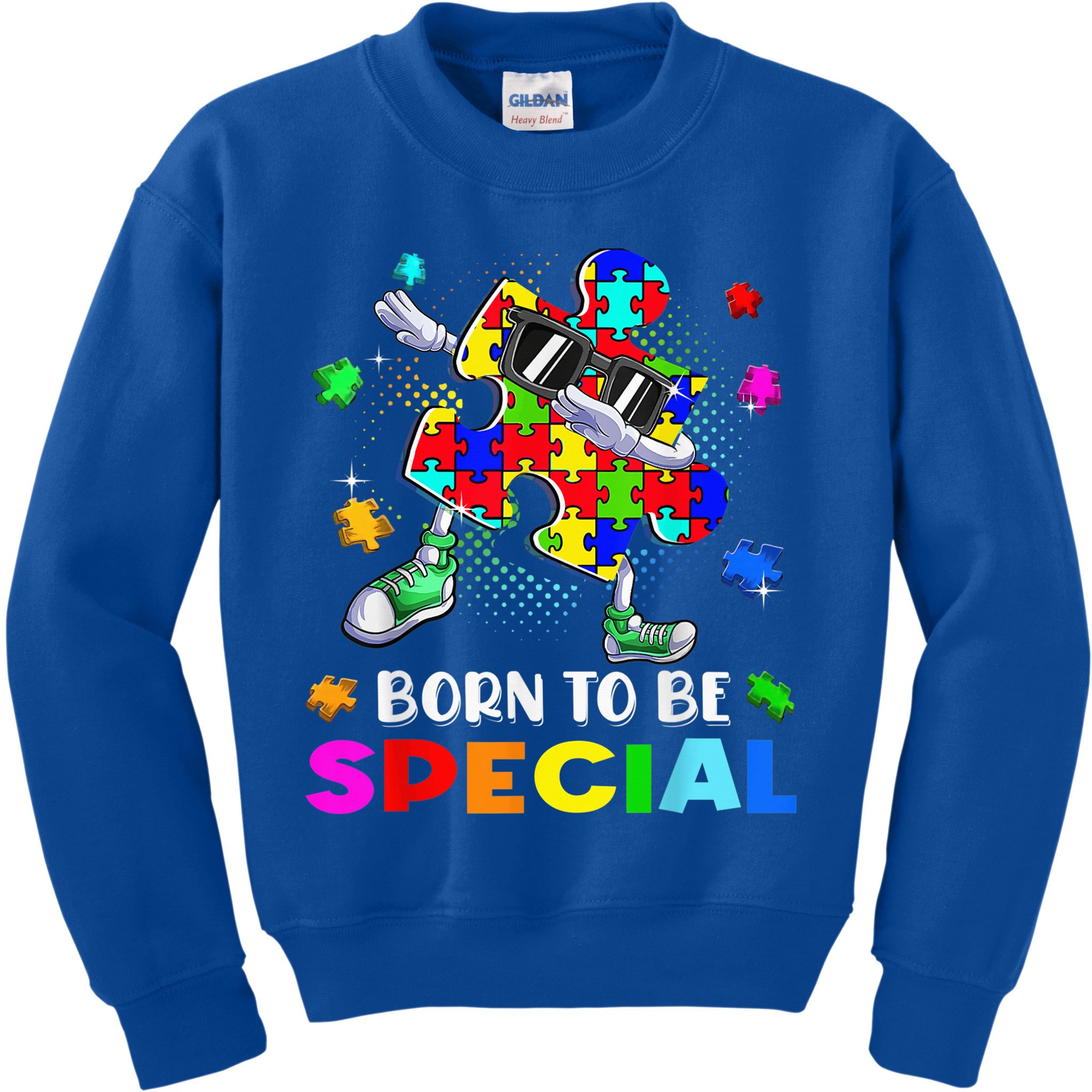 kid Born Special Dabbing Puzzle boy Autism Awareness Kids Sweatshirt