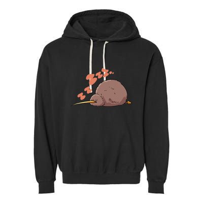 Kiwi Bird Sleeping Tired Pajama Graphic Garment-Dyed Fleece Hoodie
