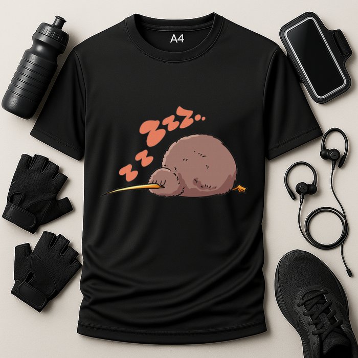 Kiwi Bird Sleeping Tired Pajama Graphic Cooling Performance Crew T-Shirt