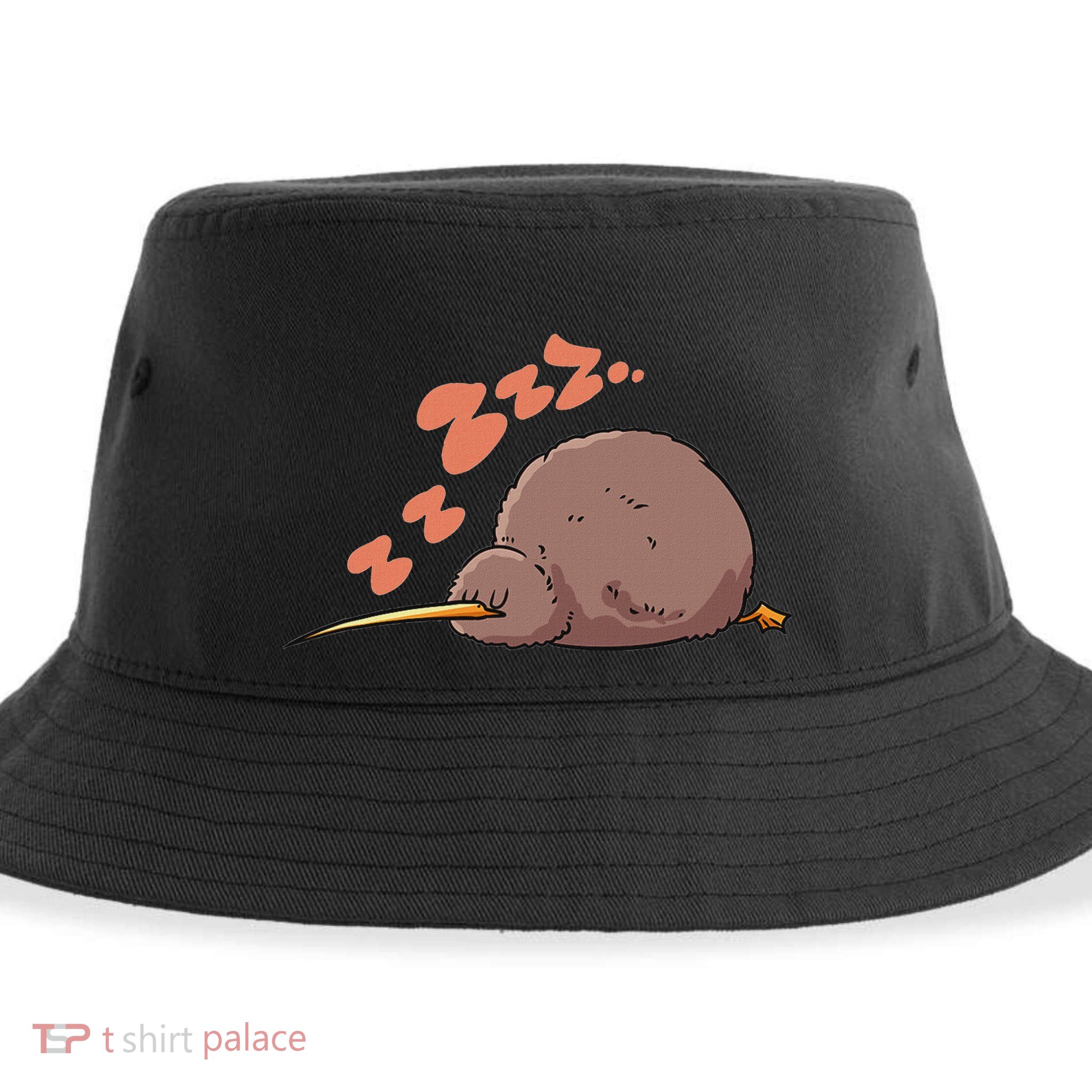 Kiwi Bird Sleeping Tired Pajama Graphic Sustainable Bucket Hat