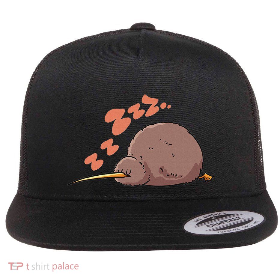Kiwi Bird Sleeping Tired Pajama Graphic Flatbill Hat