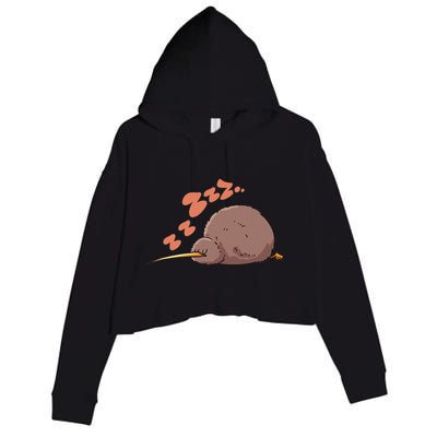 Kiwi Bird Sleeping Tired Pajama Graphic Crop Fleece Hoodie