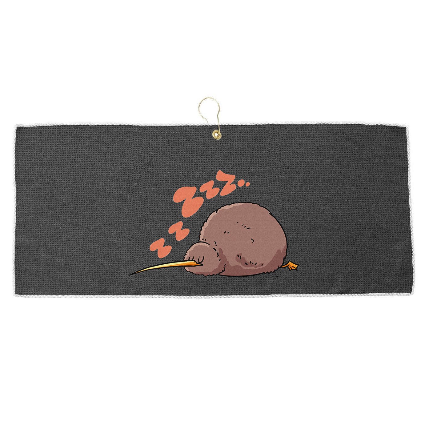 Kiwi Bird Sleeping Tired Pajama Graphic Large Microfiber Waffle Golf Towel