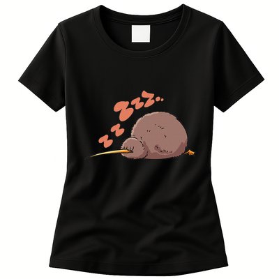 Kiwi Bird Sleeping Tired Pajama Graphic Womens T-Shirt