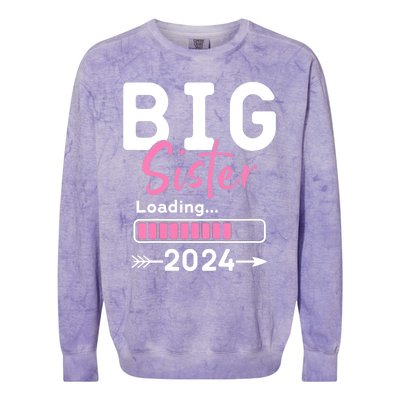 Kids Big Sister Loading 2024 Promoted To Big Sister 2024 Colorblast Crewneck Sweatshirt