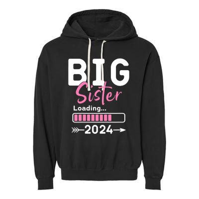 Kids Big Sister Loading 2024 Promoted To Big Sister 2024 Garment-Dyed Fleece Hoodie