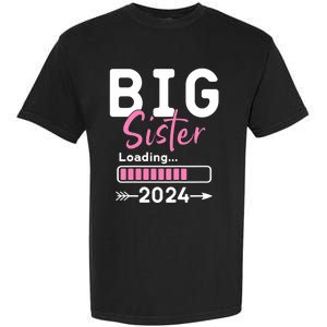 Kids Big Sister Loading 2024 Promoted To Big Sister 2024 Garment-Dyed Heavyweight T-Shirt