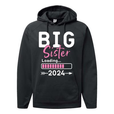 Kids Big Sister Loading 2024 Promoted To Big Sister 2024 Performance Fleece Hoodie