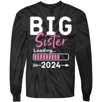 Kids Big Sister Loading 2024 Promoted To Big Sister 2024 Tie-Dye Long Sleeve Shirt