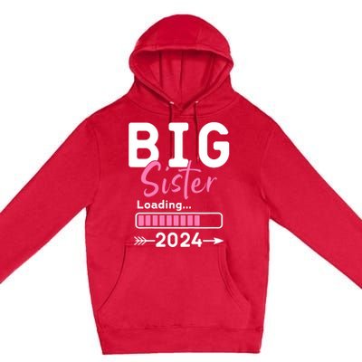 Kids Big Sister Loading 2024 Promoted To Big Sister 2024 Premium Pullover Hoodie