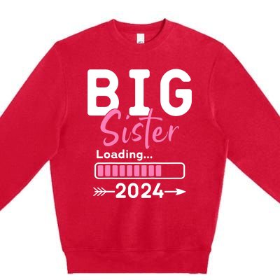 Kids Big Sister Loading 2024 Promoted To Big Sister 2024 Premium Crewneck Sweatshirt