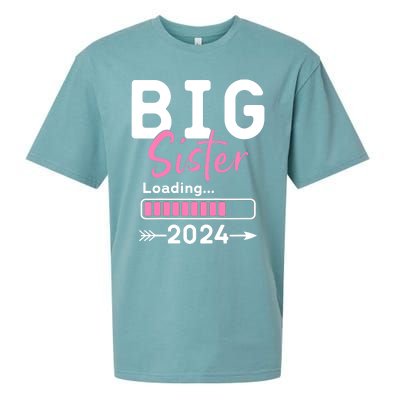 Kids Big Sister Loading 2024 Promoted To Big Sister 2024 Sueded Cloud Jersey T-Shirt