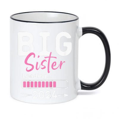 Kids Big Sister Loading 2024 Promoted To Big Sister 2024 11oz Black Color Changing Mug