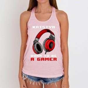 Kristyn Born To Be A Gamer Personalized Gift Women's Knotted Racerback Tank