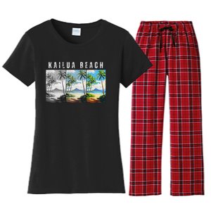 Kailua Beach Travel Souvenir Design Women's Flannel Pajama Set