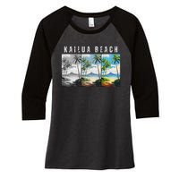 Kailua Beach Travel Souvenir Design Women's Tri-Blend 3/4-Sleeve Raglan Shirt