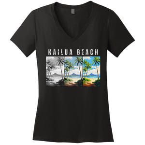 Kailua Beach Travel Souvenir Design Women's V-Neck T-Shirt