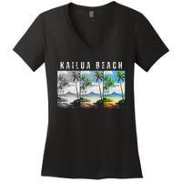 Kailua Beach Travel Souvenir Design Women's V-Neck T-Shirt