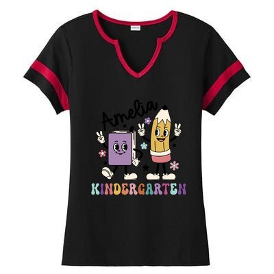 Kindergarten Back To School Retro Girls Teacher Life Ladies Halftime Notch Neck Tee