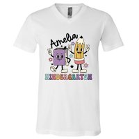 Kindergarten Back To School Retro Girls Teacher Life V-Neck T-Shirt