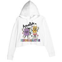 Kindergarten Back To School Retro Girls Teacher Life Crop Fleece Hoodie