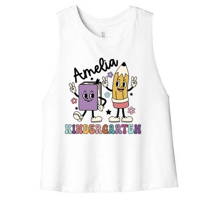 Kindergarten Back To School Retro Girls Teacher Life Women's Racerback Cropped Tank