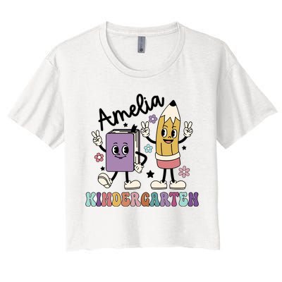 Kindergarten Back To School Retro Girls Teacher Life Women's Crop Top Tee